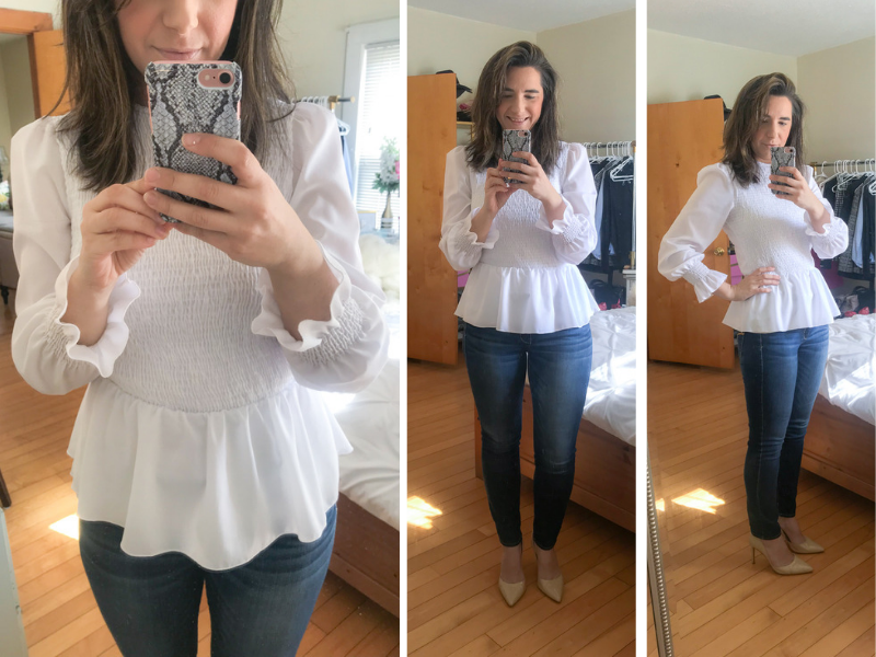Amazon for work_buy on Amazon_White peplum bell sleeve top_spring work outfit_spring fashion_teacher style