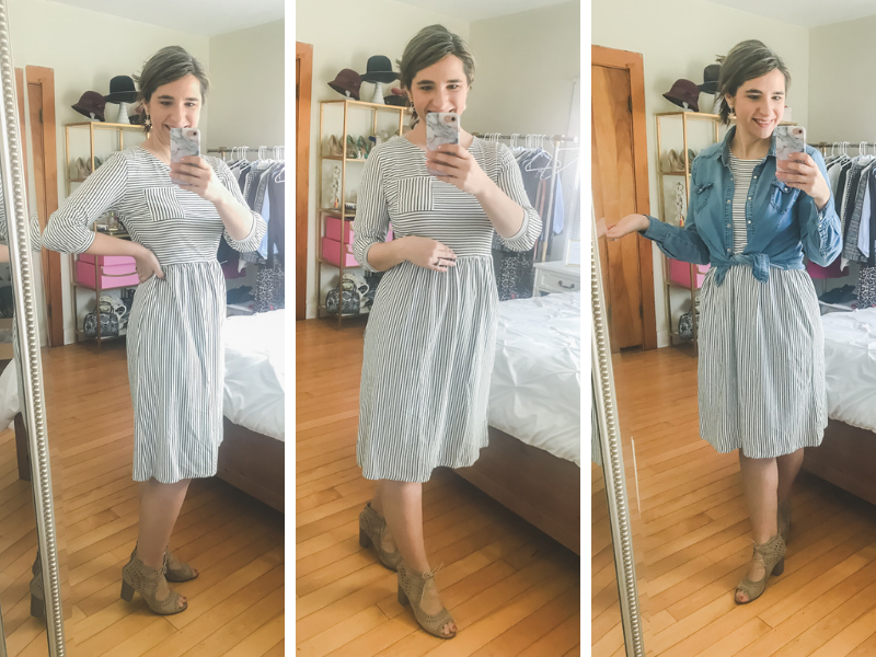 Amazon for work_striped dress_chambray button-up_under 30_spring fashion_teacher style