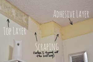 DIY Bathroom Remodel Remove Wallpaper Border