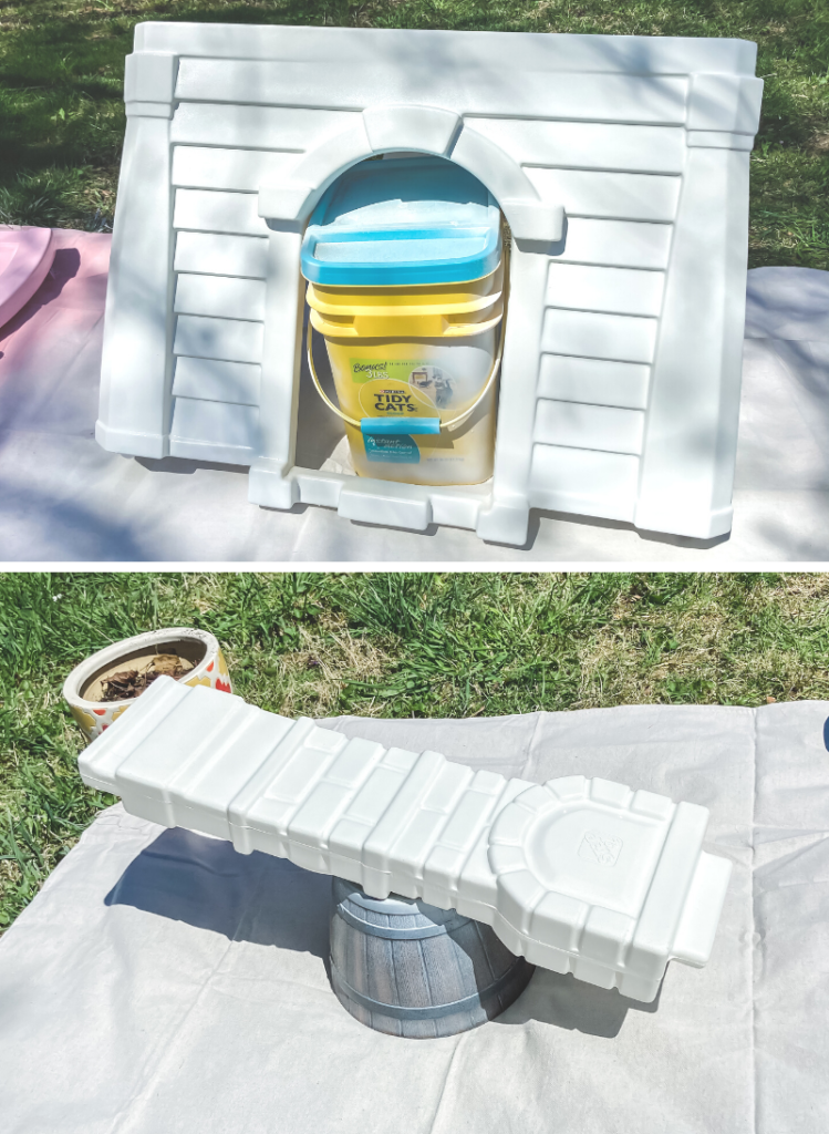 spray-painting-kids-plastic-playhouse