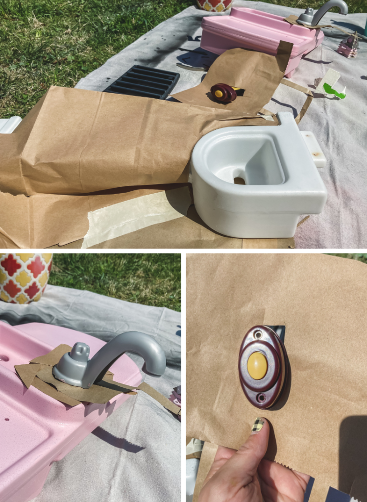 DIY-Playhouse_Step-2-Makeover_spray-paint-mailbox-gold