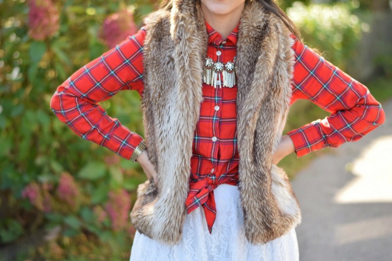 Red plaid flannel_j.Crew Factory flannel_teacher outfit_casual holiday
