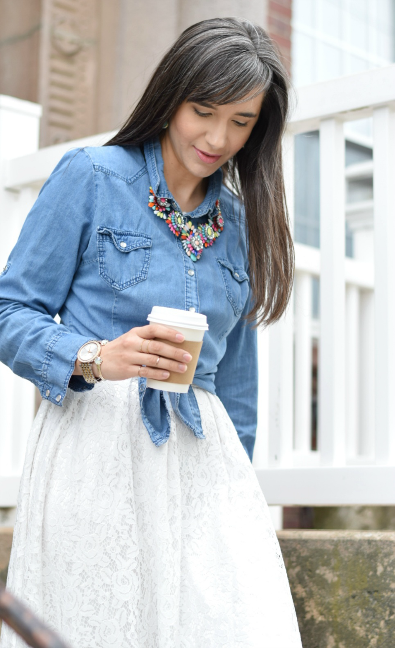 Tie a Chambray Button up over a dress for work