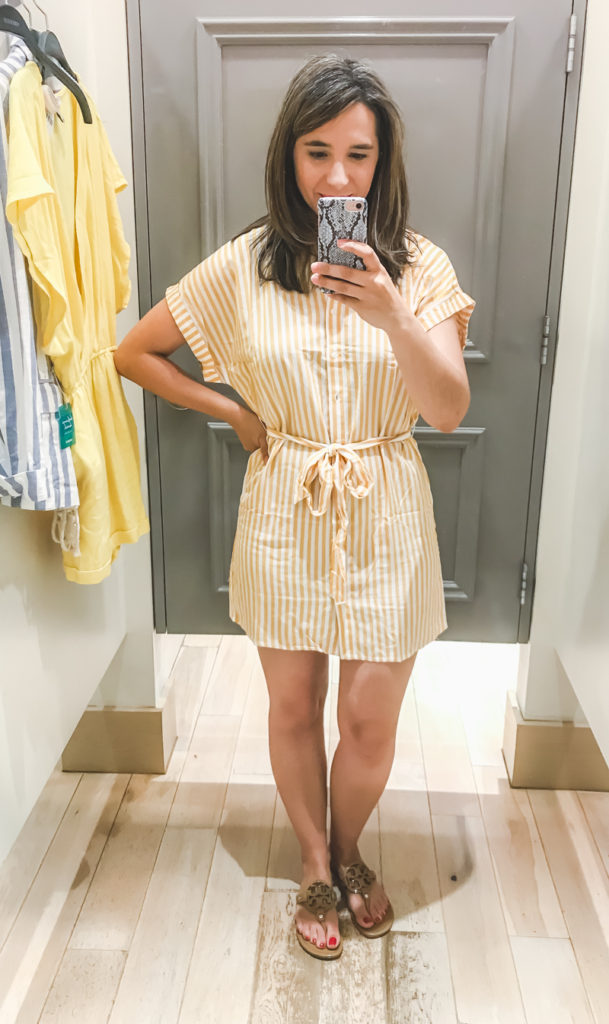 Try-On-Haul_Forever-21_Yellow-striped-belted-shirtdress_summer-shirtdress
