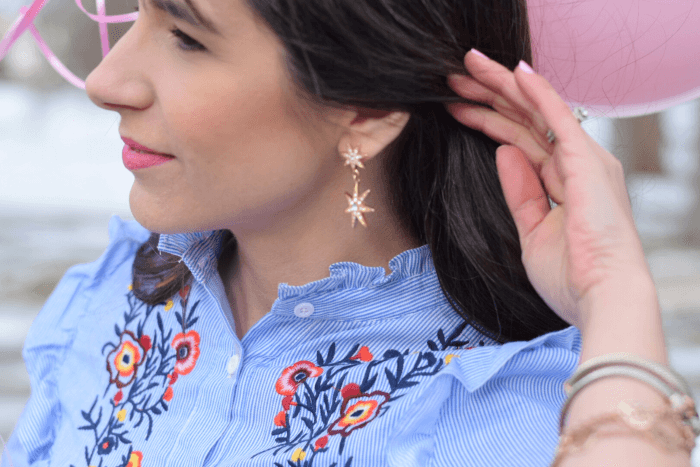affordable embroidered dress sugarfix by baublebar earrings