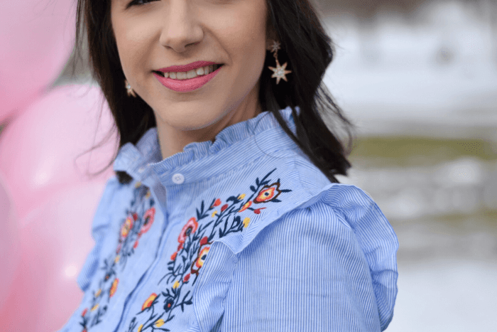 embroidered detail top sugarfix star drop earrings